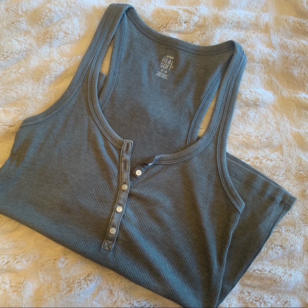 Aerie Button Up Tank Top in pastel green